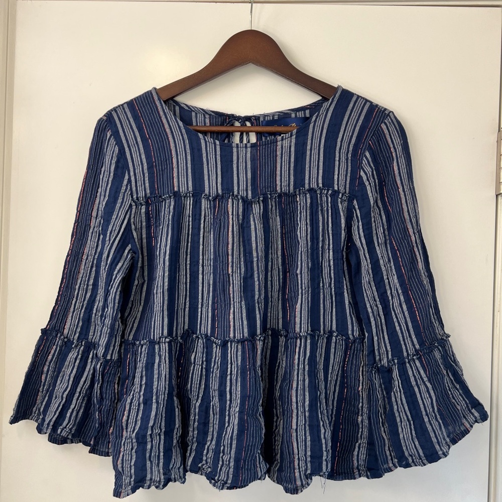 💙 Blue Rain Navy Striped Blouse - S